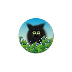 Kitten Black Furry Illustration Golf Ball Marker (4 Pack) by Pakrebo