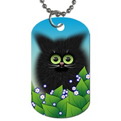 Kitten Black Furry Illustration Dog Tag (two Sides)