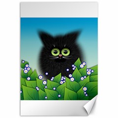 Kitten Black Furry Illustration Canvas 12  X 18  by Pakrebo