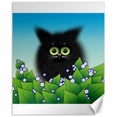 Kitten Black Furry Illustration Canvas 16  X 20  by Pakrebo