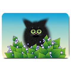 Kitten Black Furry Illustration Large Doormat  by Pakrebo