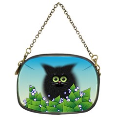 Kitten Black Furry Illustration Chain Purse (one Side) by Pakrebo