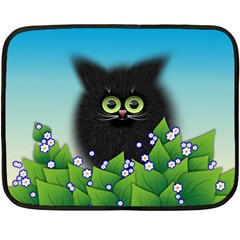 Kitten Black Furry Illustration Fleece Blanket (mini) by Pakrebo