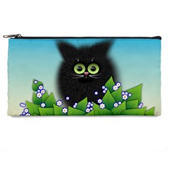 Kitten Black Furry Illustration Pencil Cases by Pakrebo