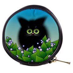 Kitten Black Furry Illustration Mini Makeup Bag by Pakrebo