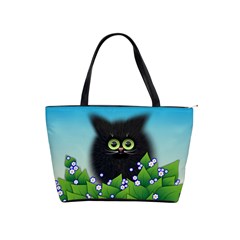 Kitten Black Furry Illustration Classic Shoulder Handbag by Pakrebo