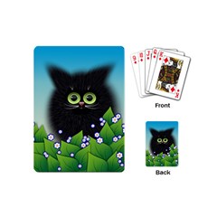 Kitten Black Furry Illustration Playing Cards (mini) by Pakrebo