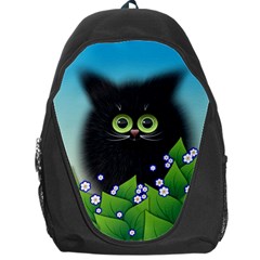 Kitten Black Furry Illustration Backpack Bag by Pakrebo