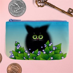 Kitten Black Furry Illustration Large Coin Purse by Pakrebo