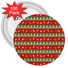 Christmas Papers Red And Green 3  Buttons (100 pack) 