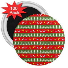 Christmas Papers Red And Green 3  Magnets (100 pack)