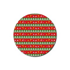 Christmas Papers Red And Green Rubber Coaster (round)  by Pakrebo