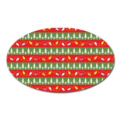 Christmas Papers Red And Green Oval Magnet