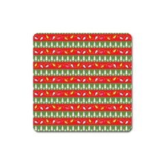 Christmas Papers Red And Green Square Magnet