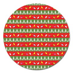 Christmas Papers Red And Green Magnet 5  (Round)