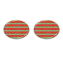 Christmas Papers Red And Green Cufflinks (Oval)