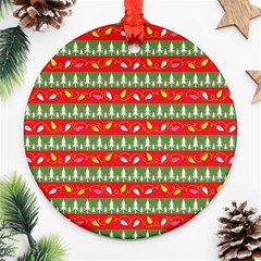 Christmas Papers Red And Green Round Ornament (Two Sides)