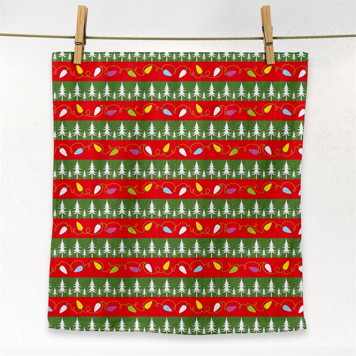 Christmas Papers Red And Green Face Towel