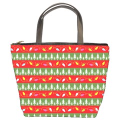 Christmas Papers Red And Green Bucket Bag