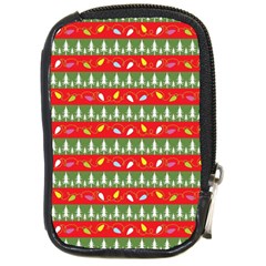 Christmas Papers Red And Green Compact Camera Leather Case