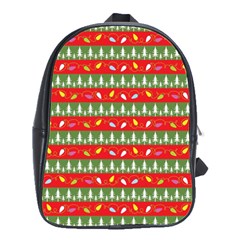 Christmas Papers Red And Green School Bag (Large)