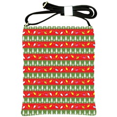 Christmas Papers Red And Green Shoulder Sling Bag