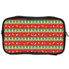 Christmas Papers Red And Green Toiletries Bag (One Side)