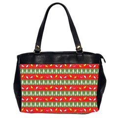 Christmas Papers Red And Green Oversize Office Handbag (2 Sides)