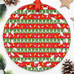 Christmas Papers Red And Green Ornament (Round Filigree)