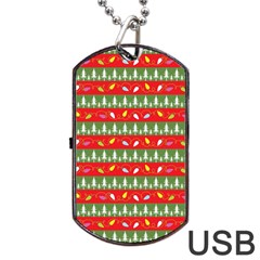 Christmas Papers Red And Green Dog Tag USB Flash (One Side)