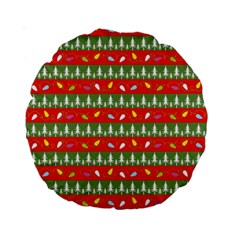 Christmas Papers Red And Green Standard 15  Premium Round Cushions