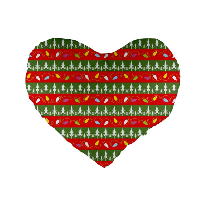 Christmas Papers Red And Green Standard 16  Premium Heart Shape Cushions