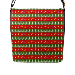 Christmas Papers Red And Green Flap Closure Messenger Bag (l) by Pakrebo