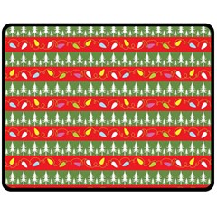 Christmas Papers Red And Green Double Sided Fleece Blanket (Medium) 