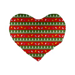 Christmas Papers Red And Green Standard 16  Premium Flano Heart Shape Cushions