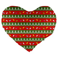 Christmas Papers Red And Green Large 19  Premium Flano Heart Shape Cushions