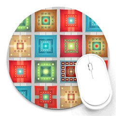 Tiles Pattern Background Colorful Round Mousepads