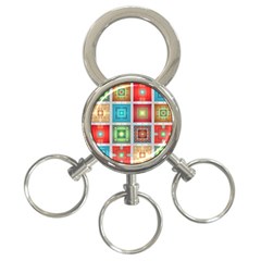 Tiles Pattern Background Colorful 3-ring Key Chains by Pakrebo