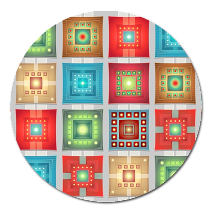 Tiles Pattern Background Colorful Magnet 5  (Round)