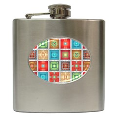 Tiles Pattern Background Colorful Hip Flask (6 oz)