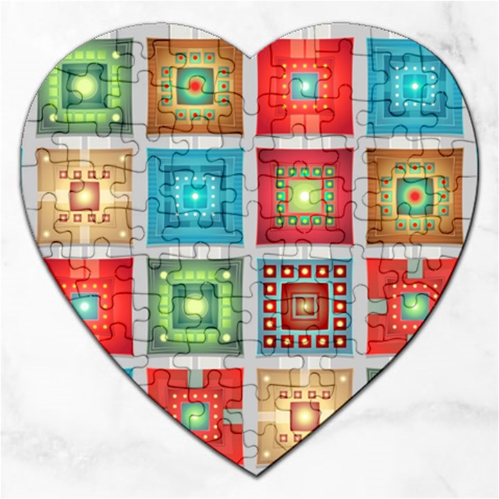 Tiles Pattern Background Colorful Jigsaw Puzzle (Heart)