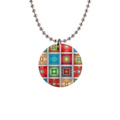 Tiles Pattern Background Colorful 1  Button Necklace by Pakrebo