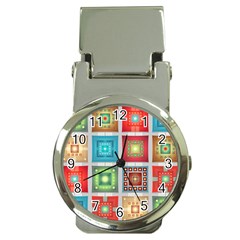 Tiles Pattern Background Colorful Money Clip Watches