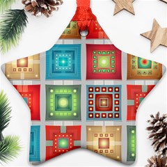 Tiles Pattern Background Colorful Star Ornament (Two Sides)