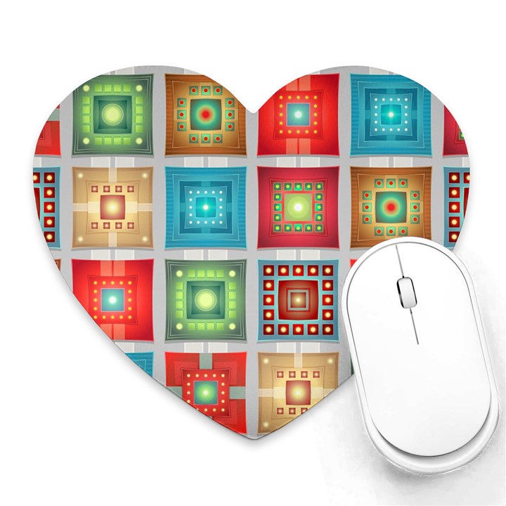 Tiles Pattern Background Colorful Heart Mousepads