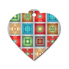 Tiles Pattern Background Colorful Dog Tag Heart (one Side) by Pakrebo