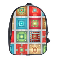 Tiles Pattern Background Colorful School Bag (XL)