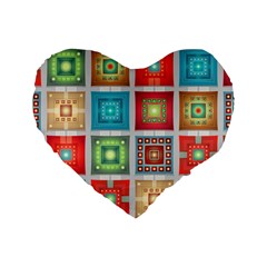 Tiles Pattern Background Colorful Standard 16  Premium Heart Shape Cushions