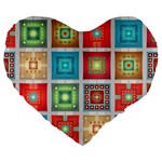 Tiles Pattern Background Colorful Large 19  Premium Flano Heart Shape Cushions Front