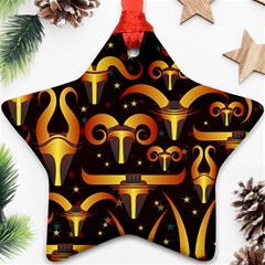 Stylised Horns Black Pattern Ornament (star) by Pakrebo